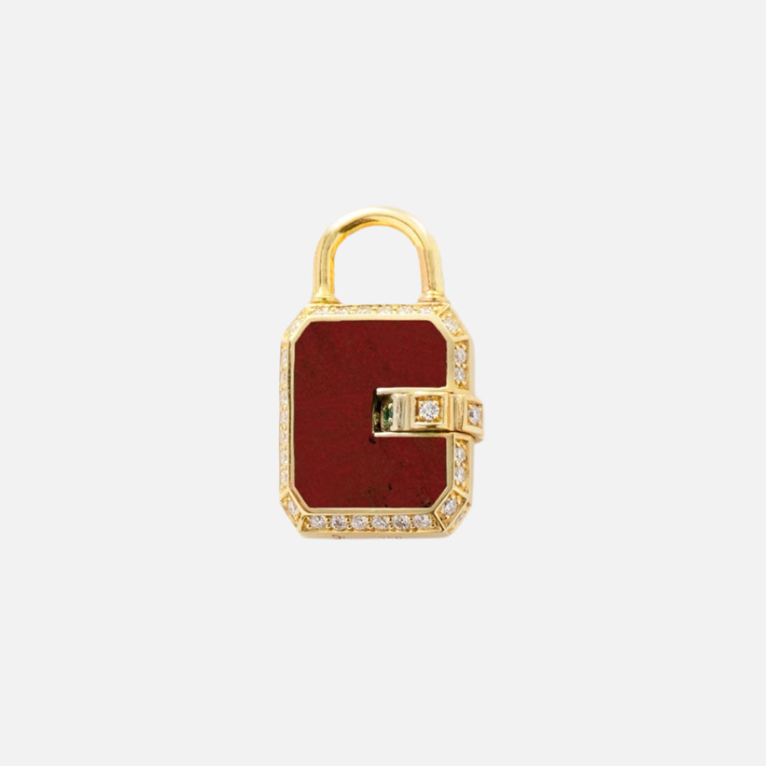 Mini Padlock, Carnelian Pave
