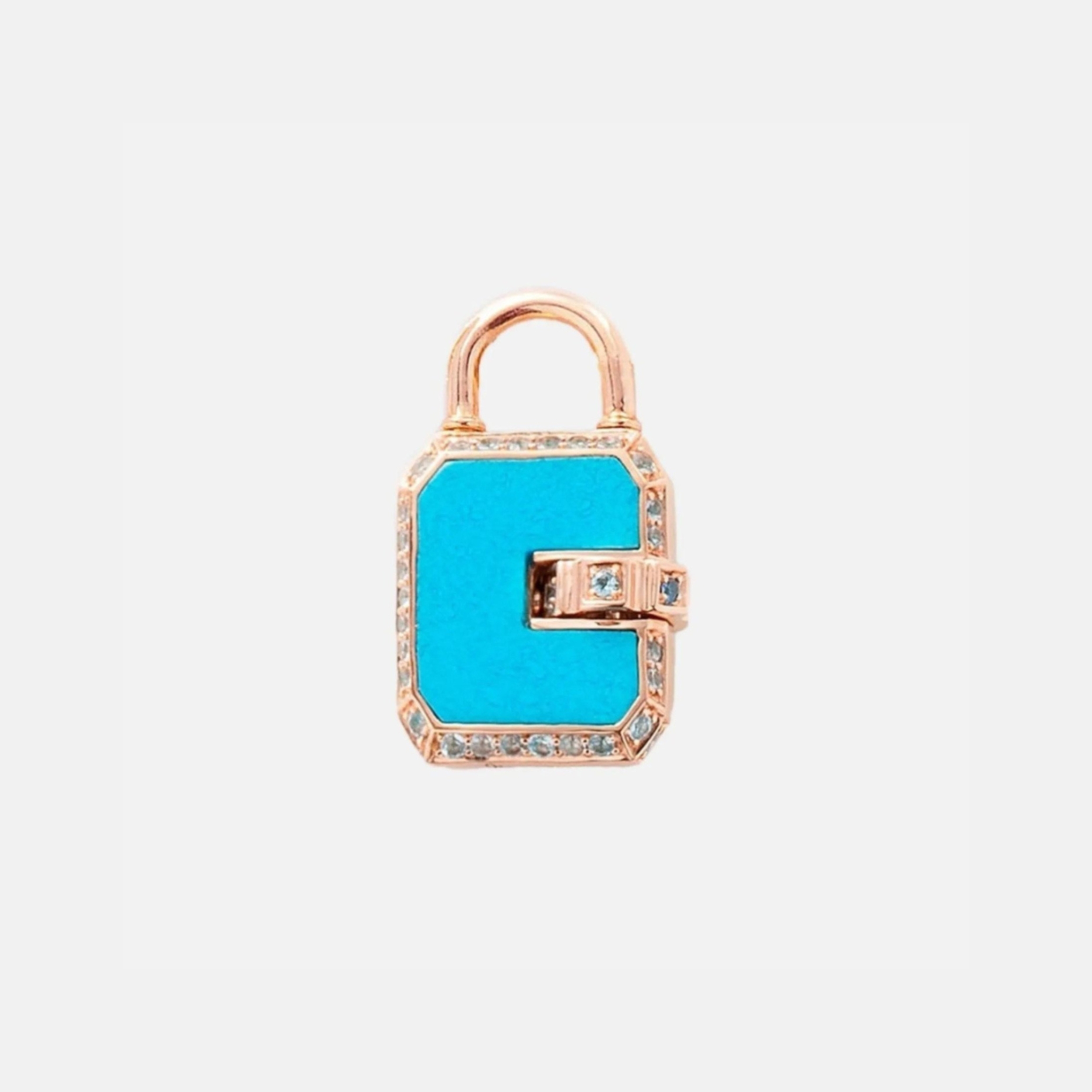 Mini Padlock, Turquoise Pave