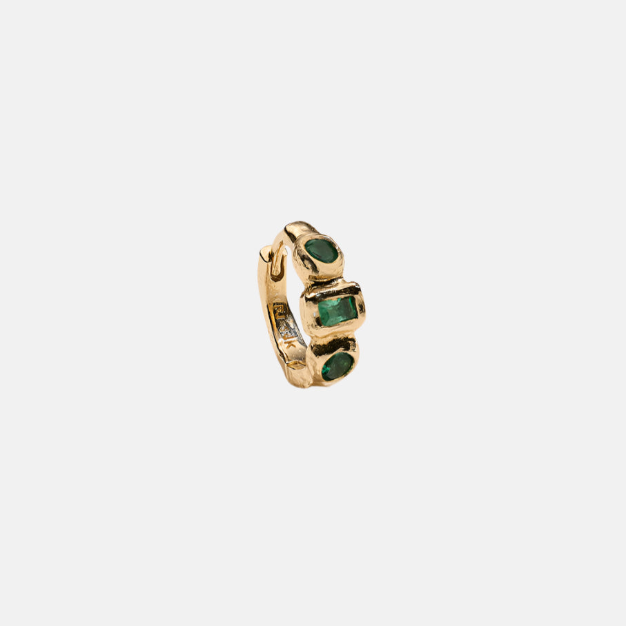 Molten Assemblage Huggie, Emerald