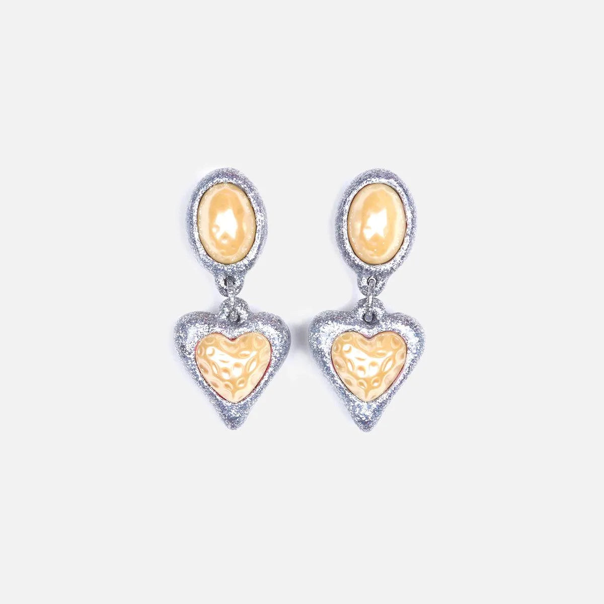 Night Fever Earrings, Silver Glitter