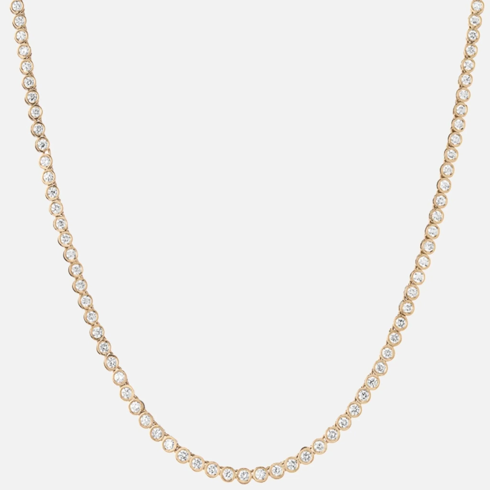 Bezel Tennis Necklace, 5.35ct