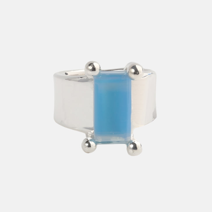 Prong Set Ring, Silver/Blue