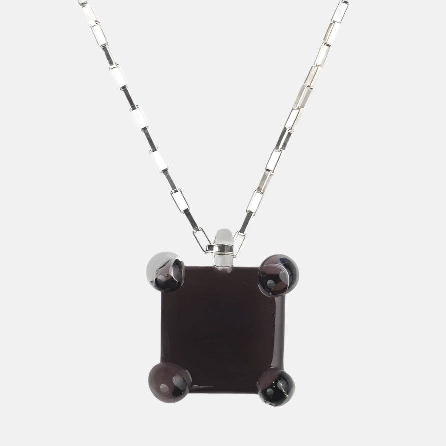 Prong Square Necklace, Black