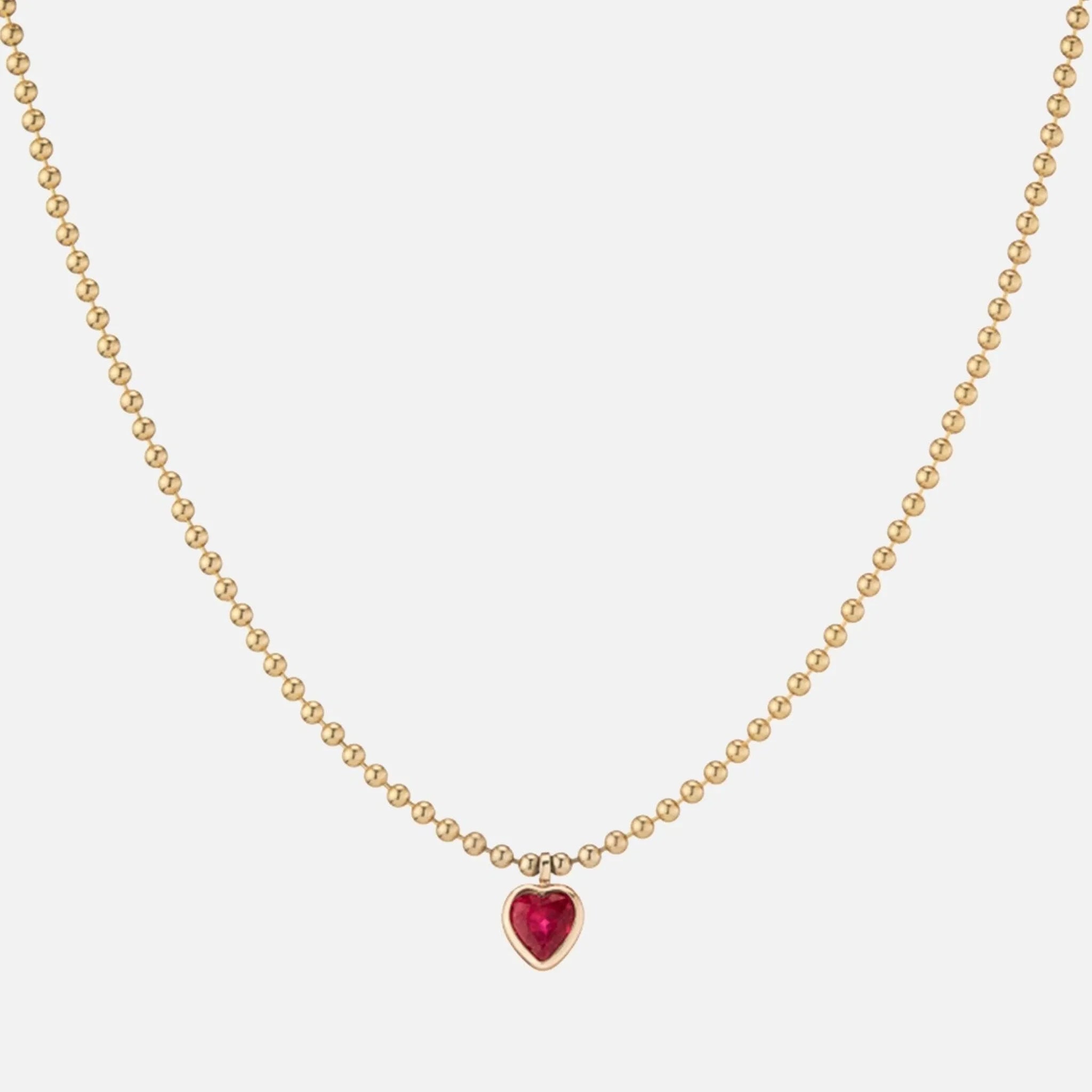 Rubellite Ball Chain Necklace