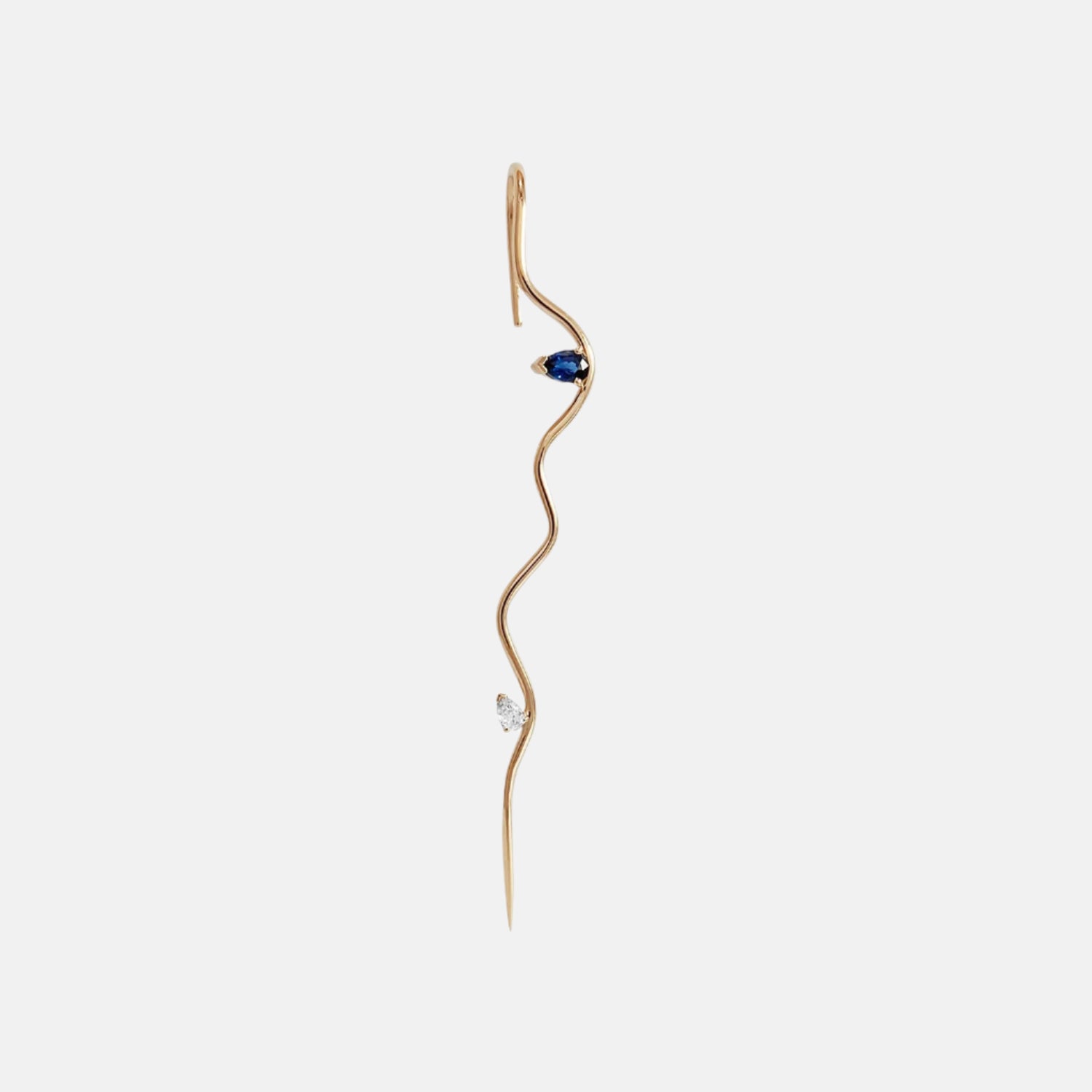 Sapphire Double Splash Wave Needle Earring