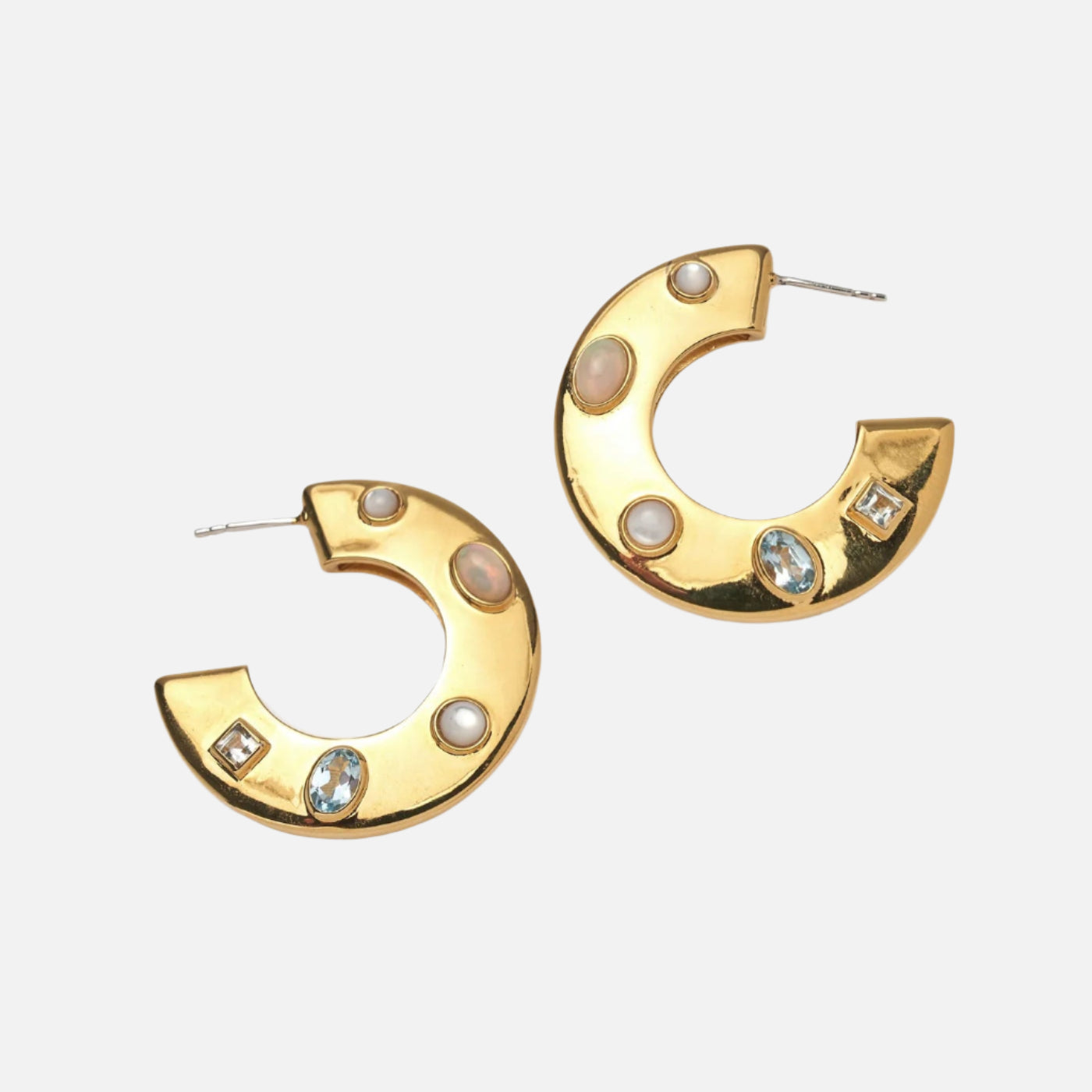 Saucer Hoops in Dotted Pearl