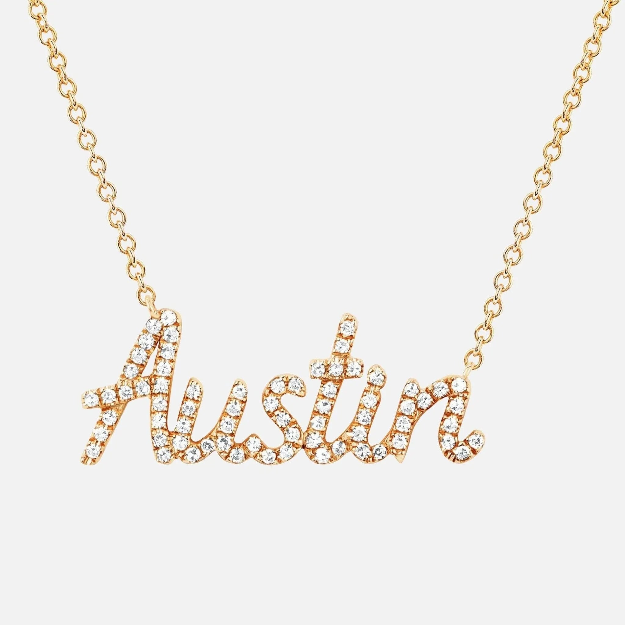 Script Diamond Custom Initial Necklace