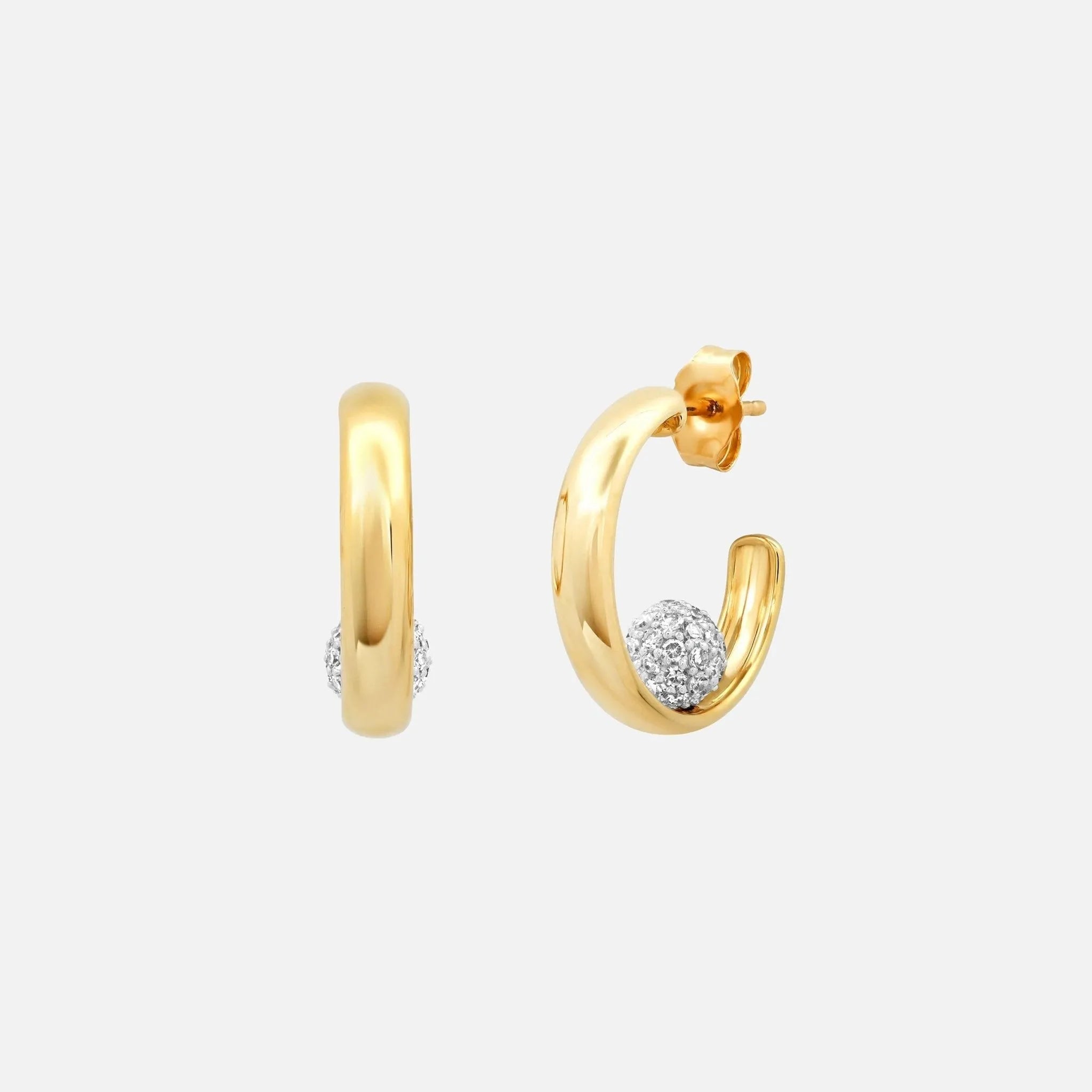 Sitting Diamond Orb Hoops