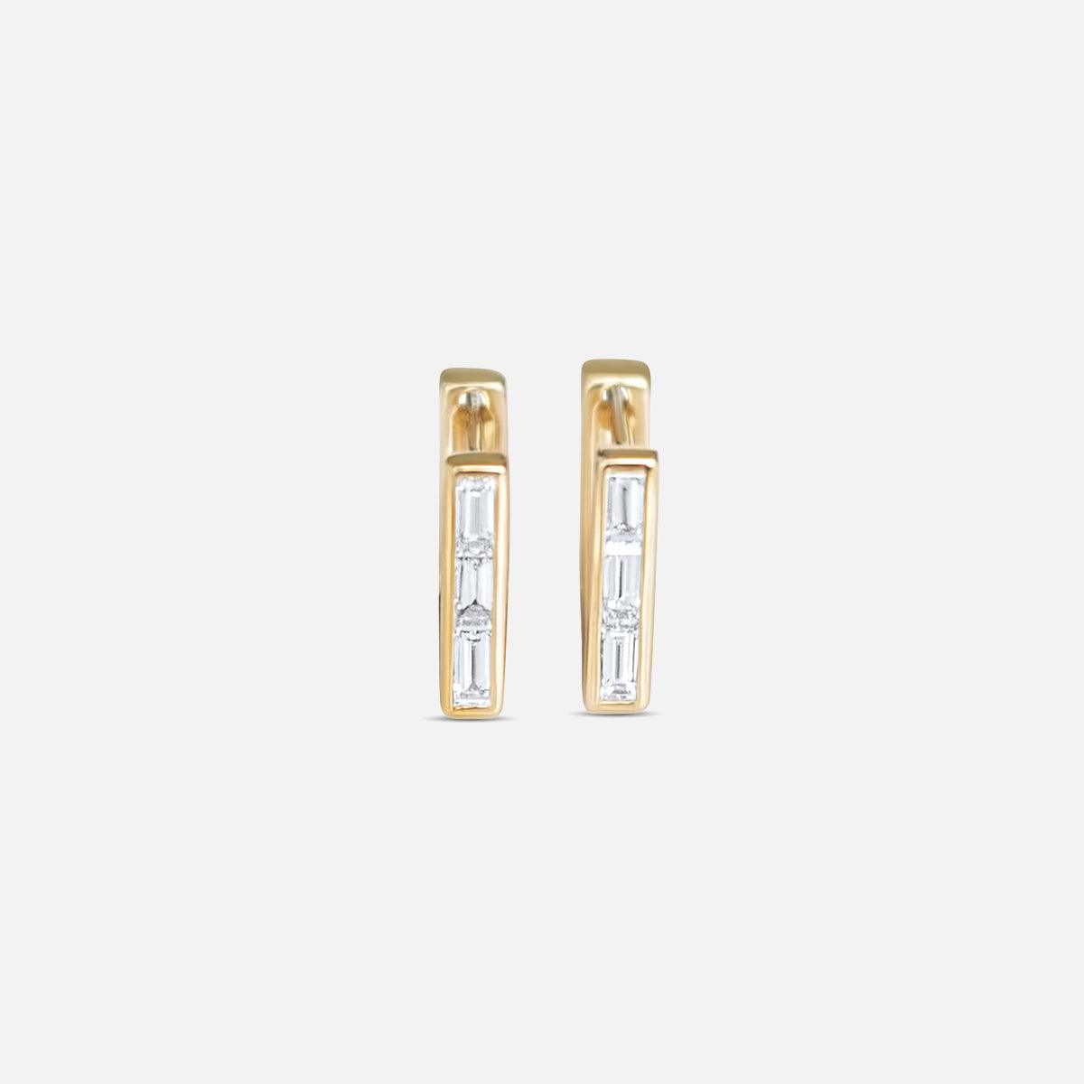 Skinny Square Diamond Huggie Earrings