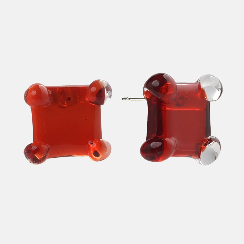 Square Prong Set Earrings Pomegranate