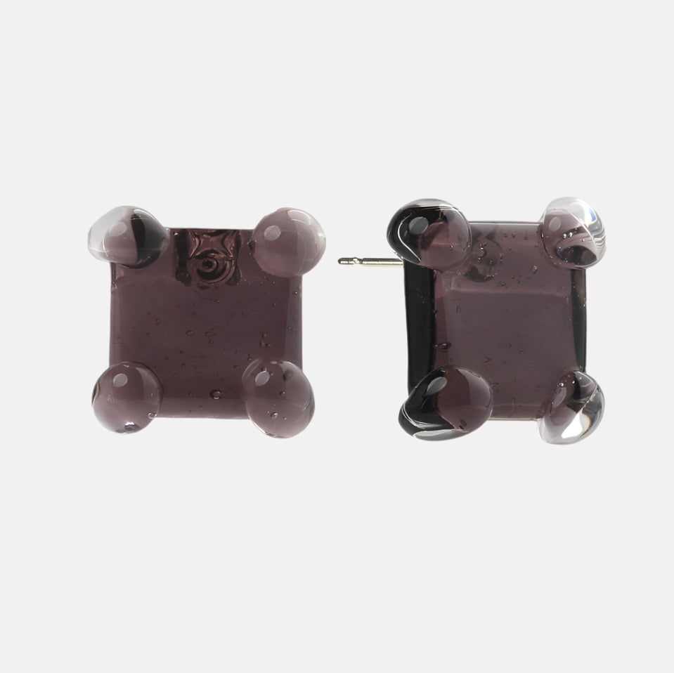 Square Prong Set Earrings, Dusk