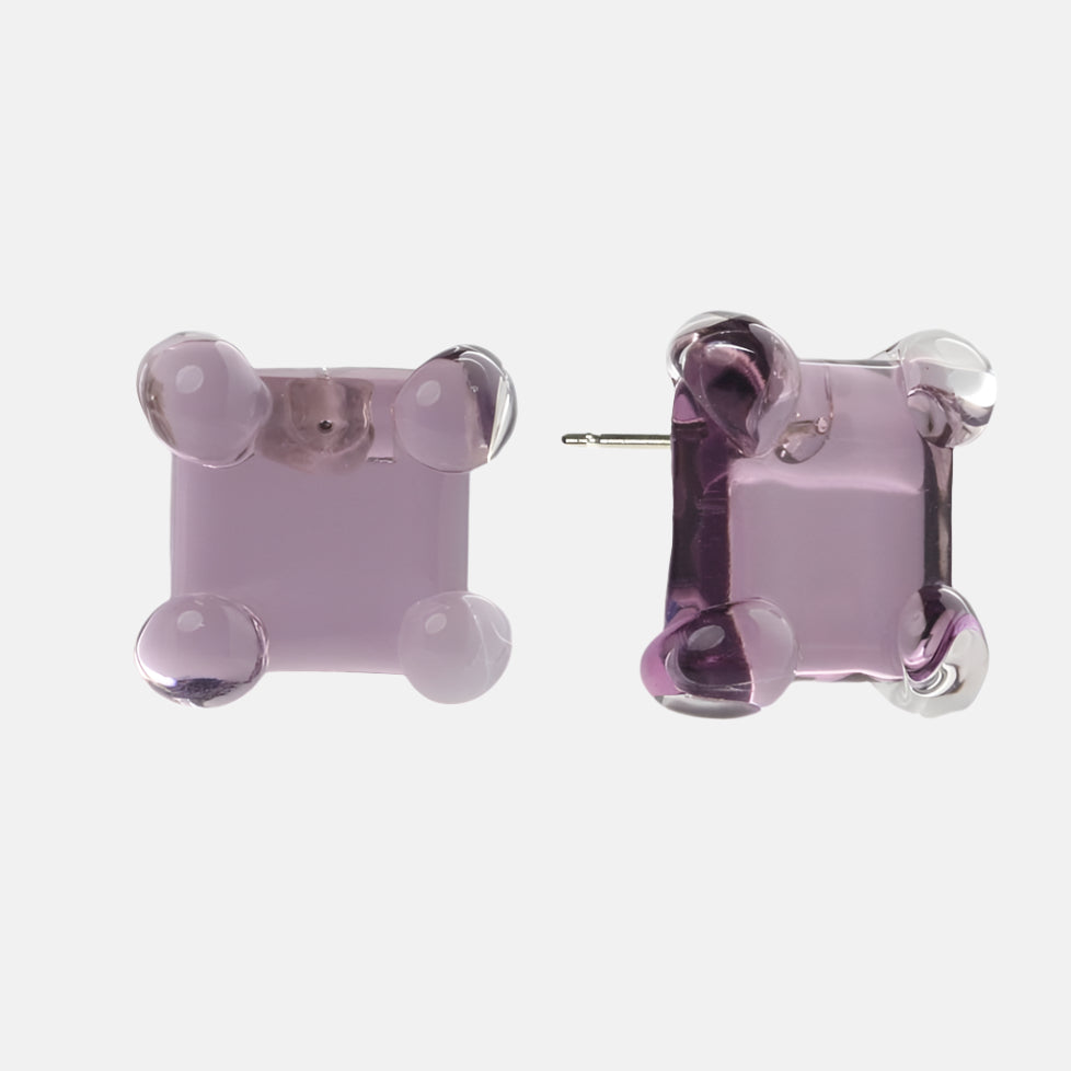 Square Prong Set Earrings, Night Shade