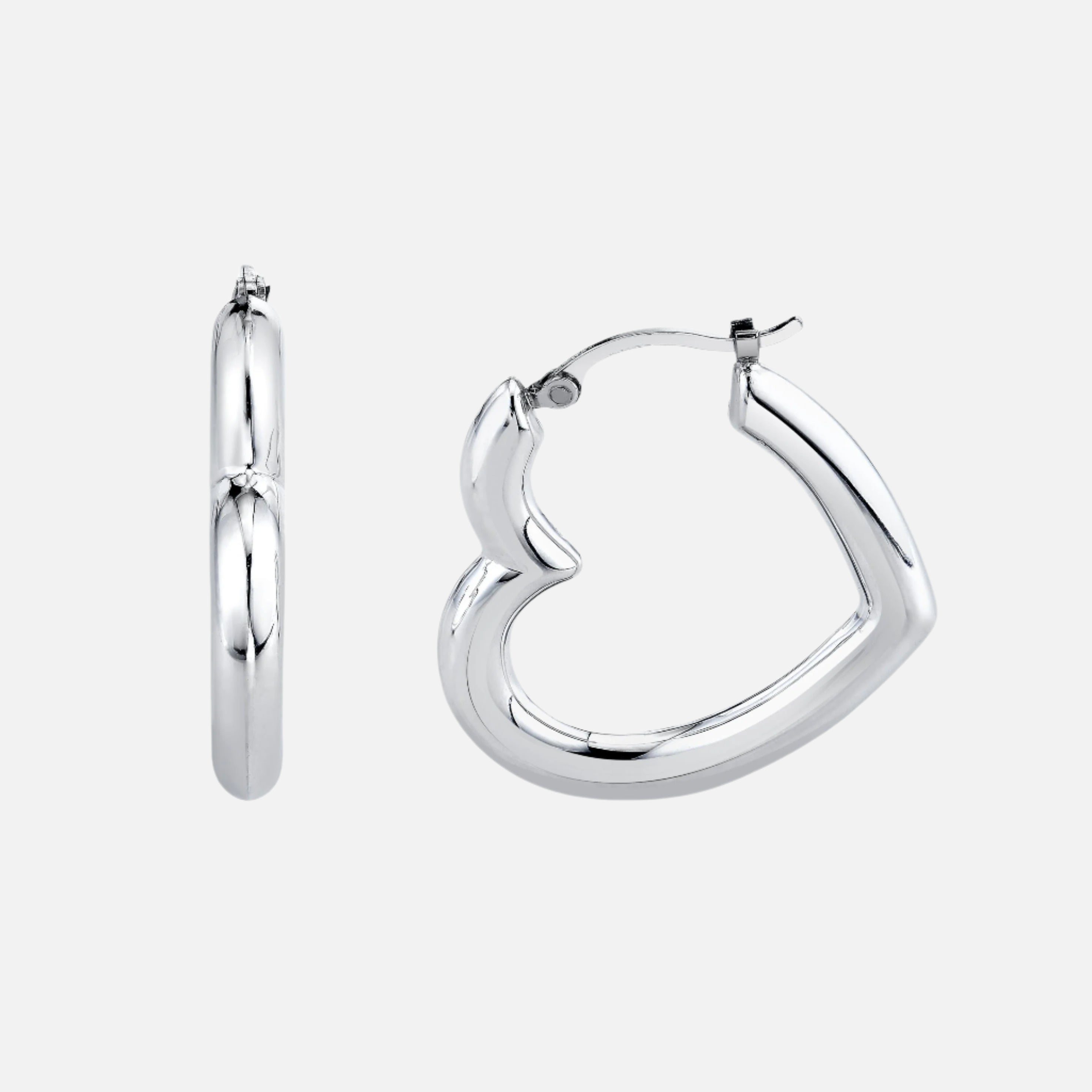 Sterling Silver Heart Helium Hoops