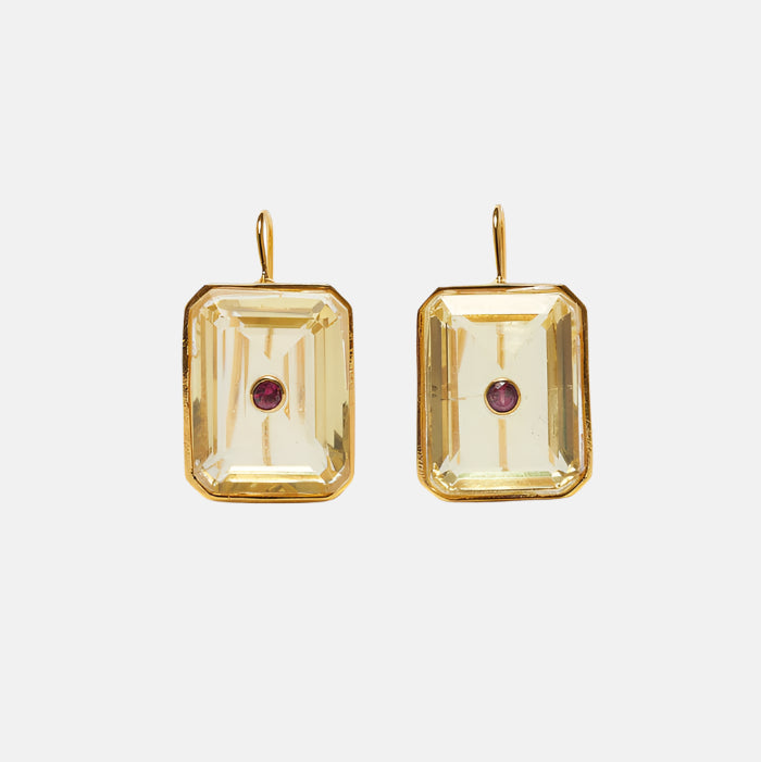 Tile Earrings, Citrine