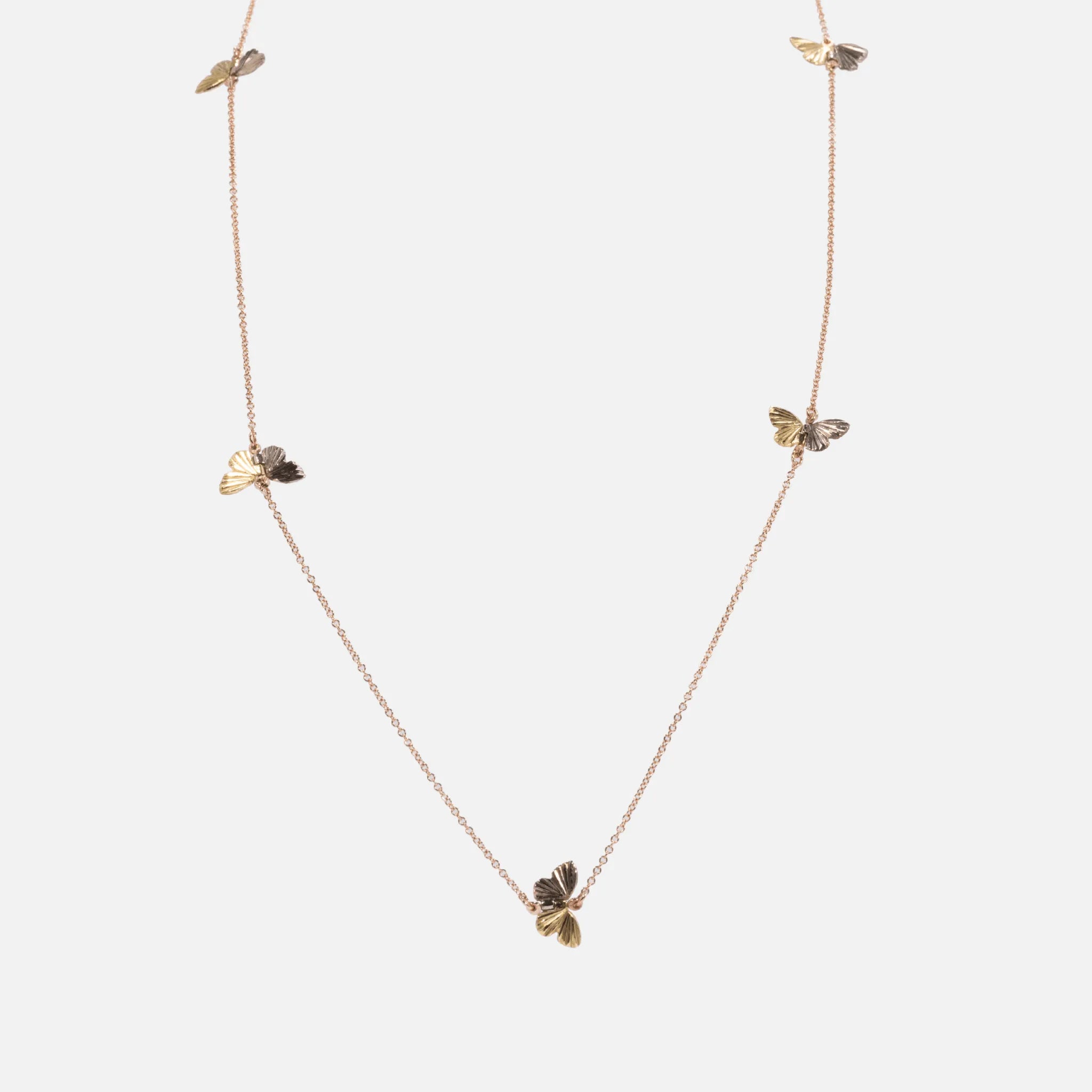 Tricolor Tiny Asterope 5 Migration Butterfly Necklace