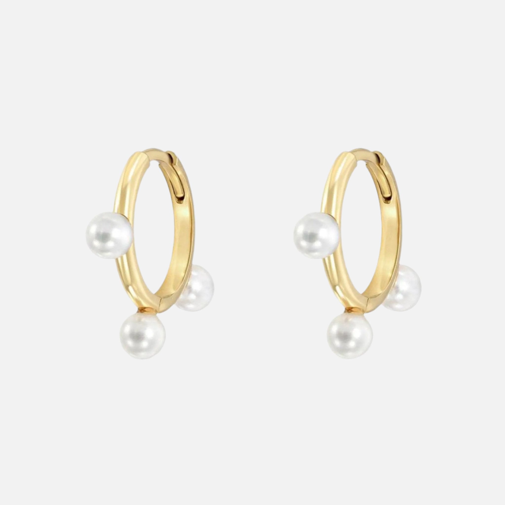 Triple Pearl Hoops