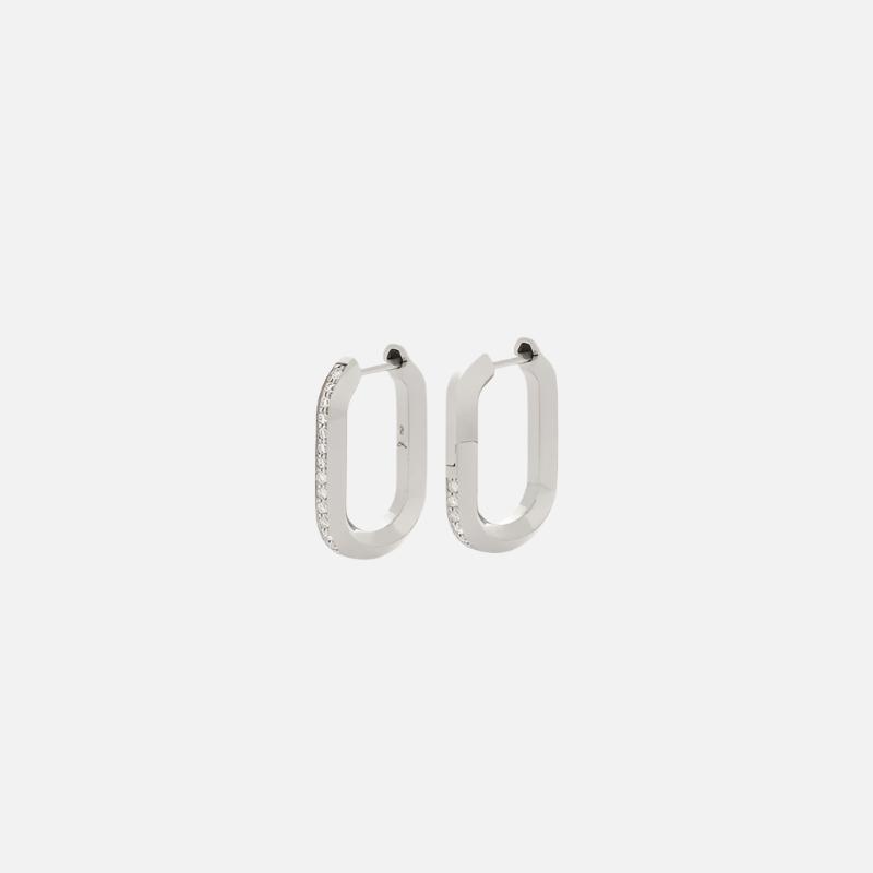 Vault Hoops, 18k White Gold