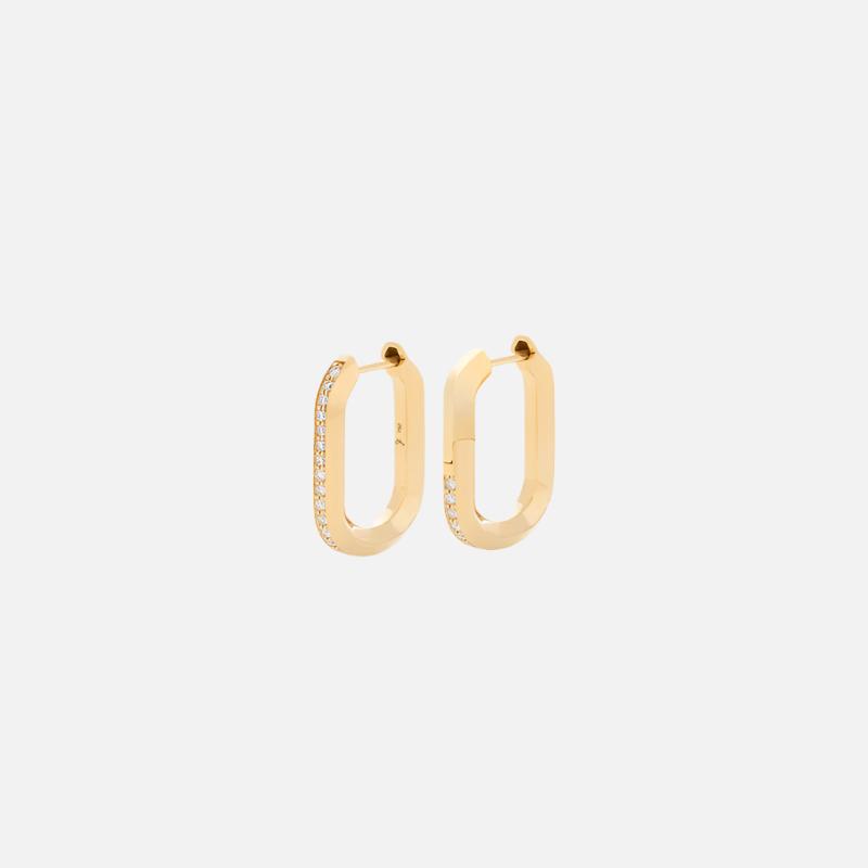 Vault Hoops, 18k Yellow Gold