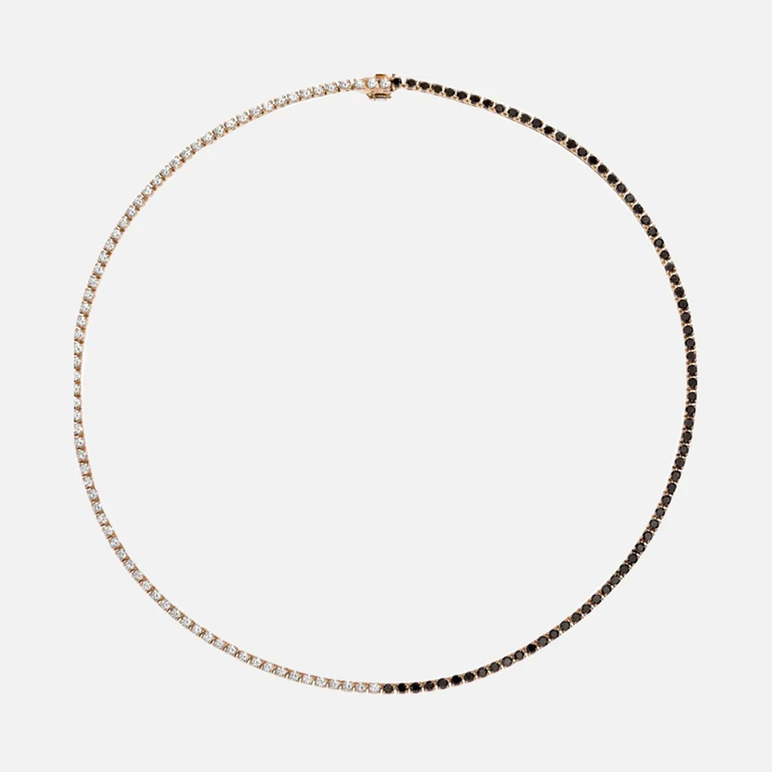 White and Black Diamond Tennis Necklace