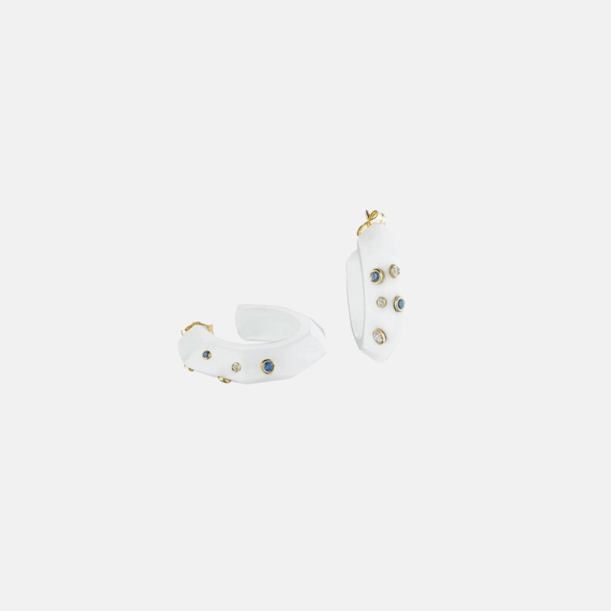 White Onyx Facet Hoops