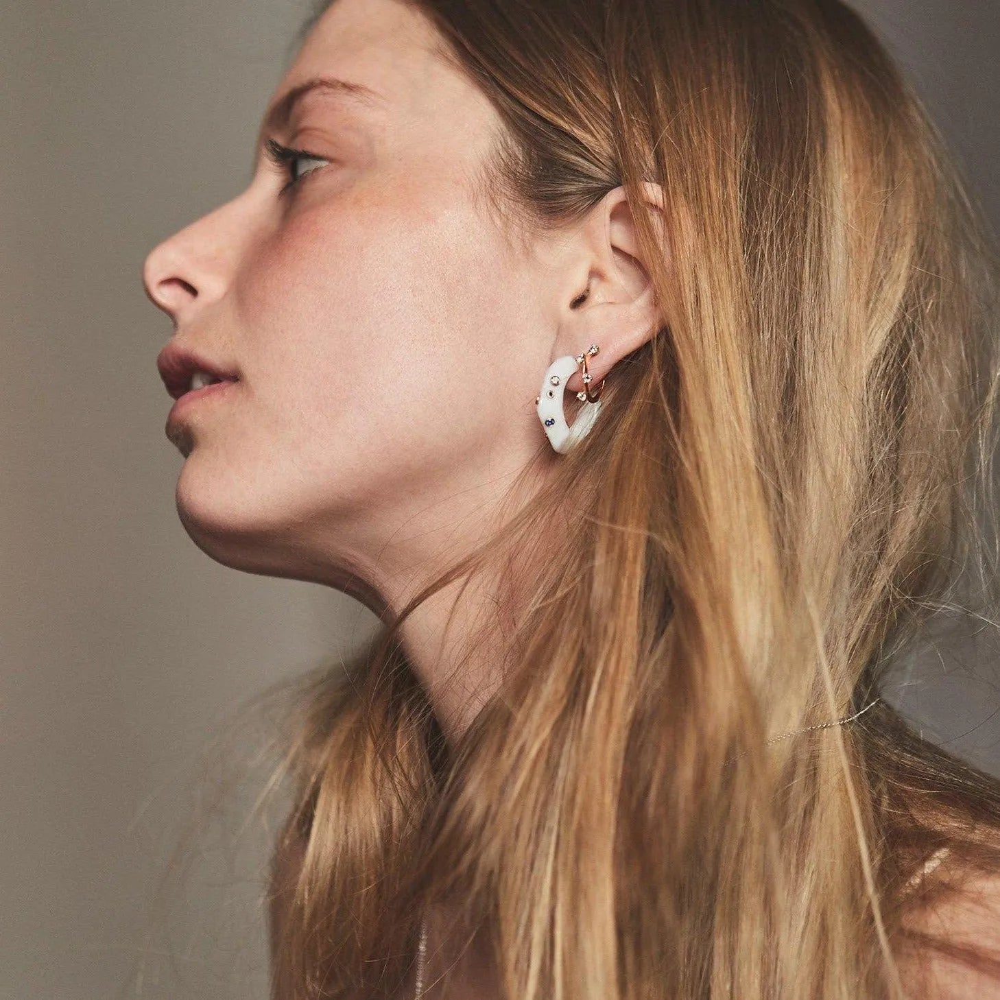 White Onyx Facet Hoops 3 White Onyx Facet Hoops