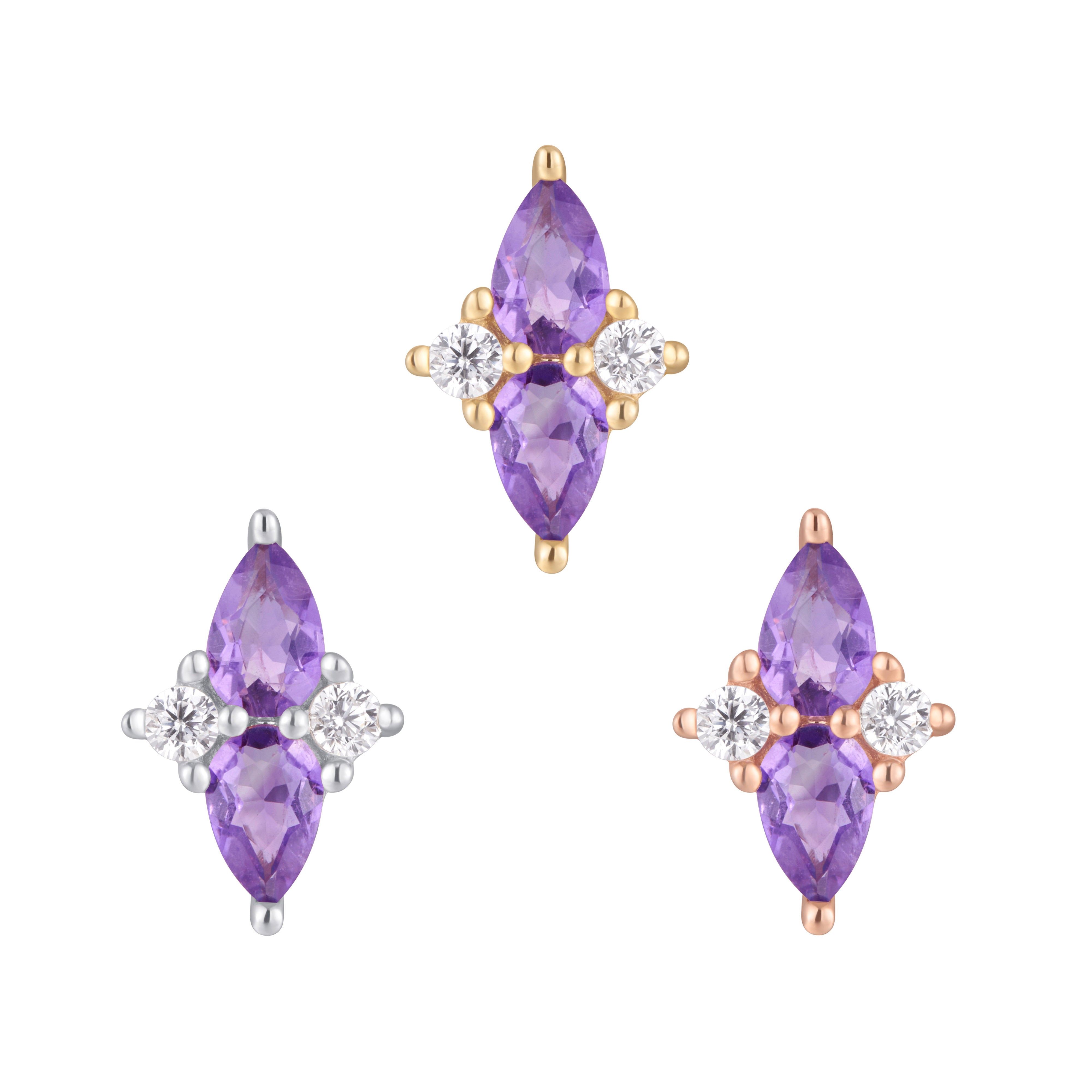 Ethereal - Amethyst + CZ - Threadless End