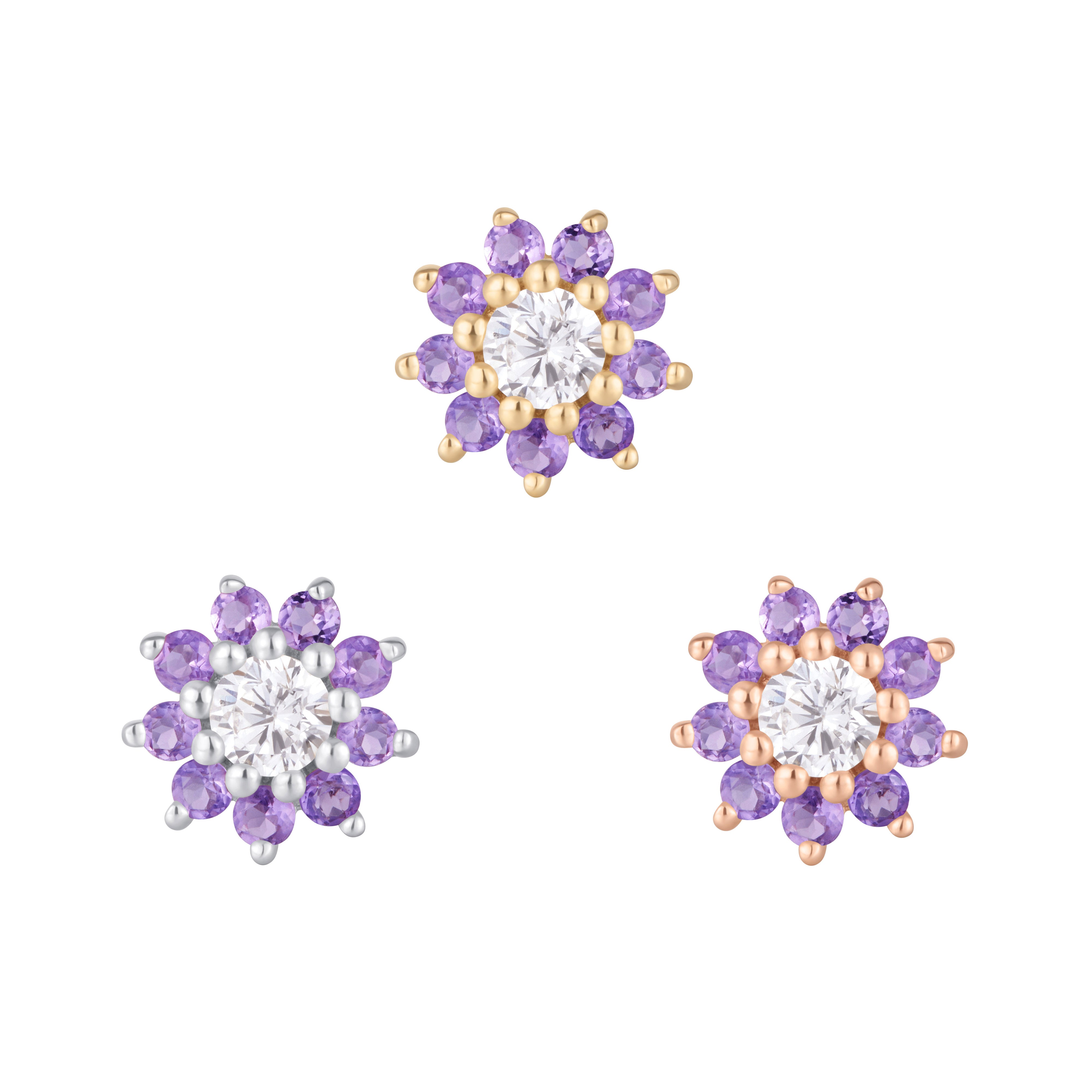 Eloise - Amethyst + CZ - Threadless End