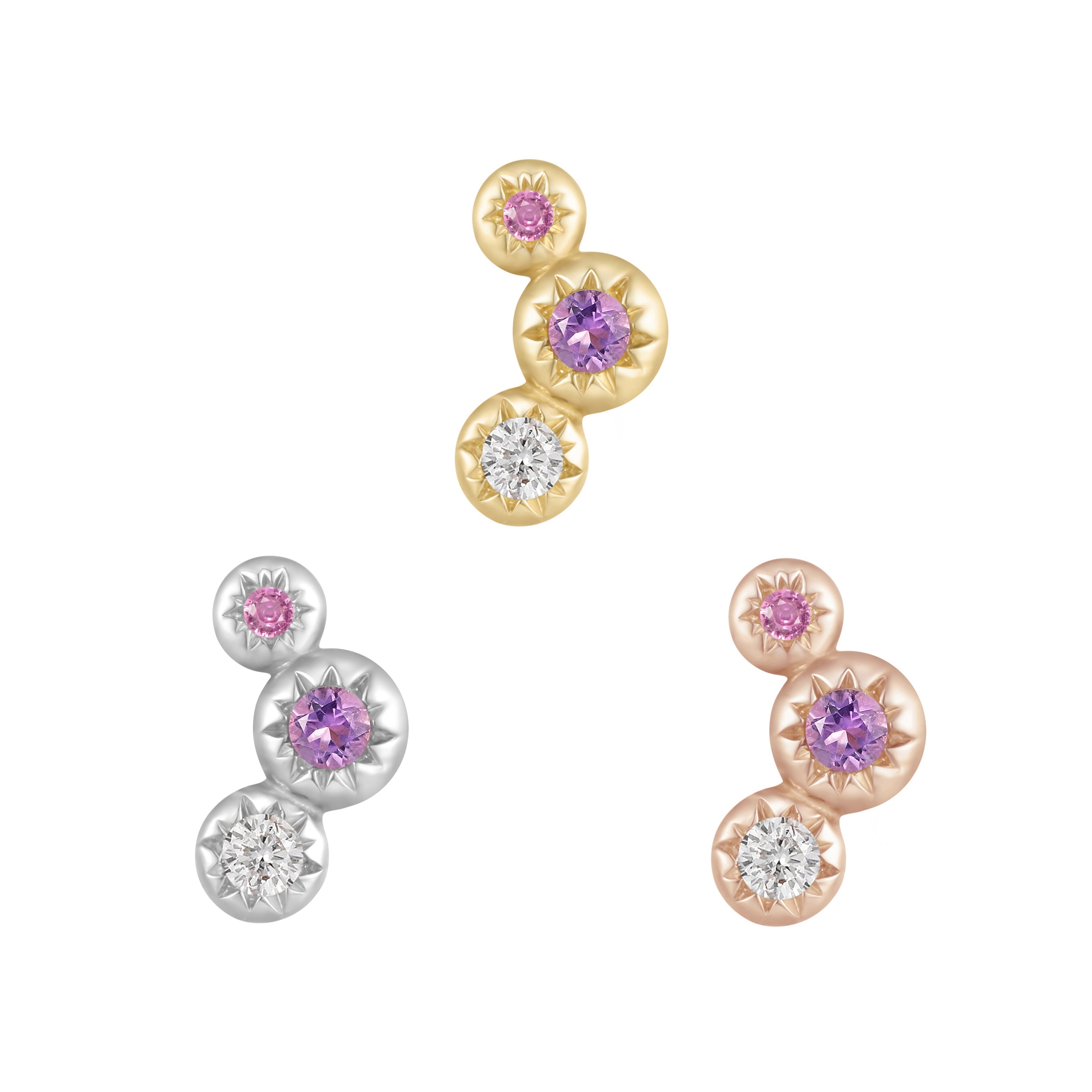 Dig It - Amethyst + Pink Sapphire + White Topaz - Threadless End