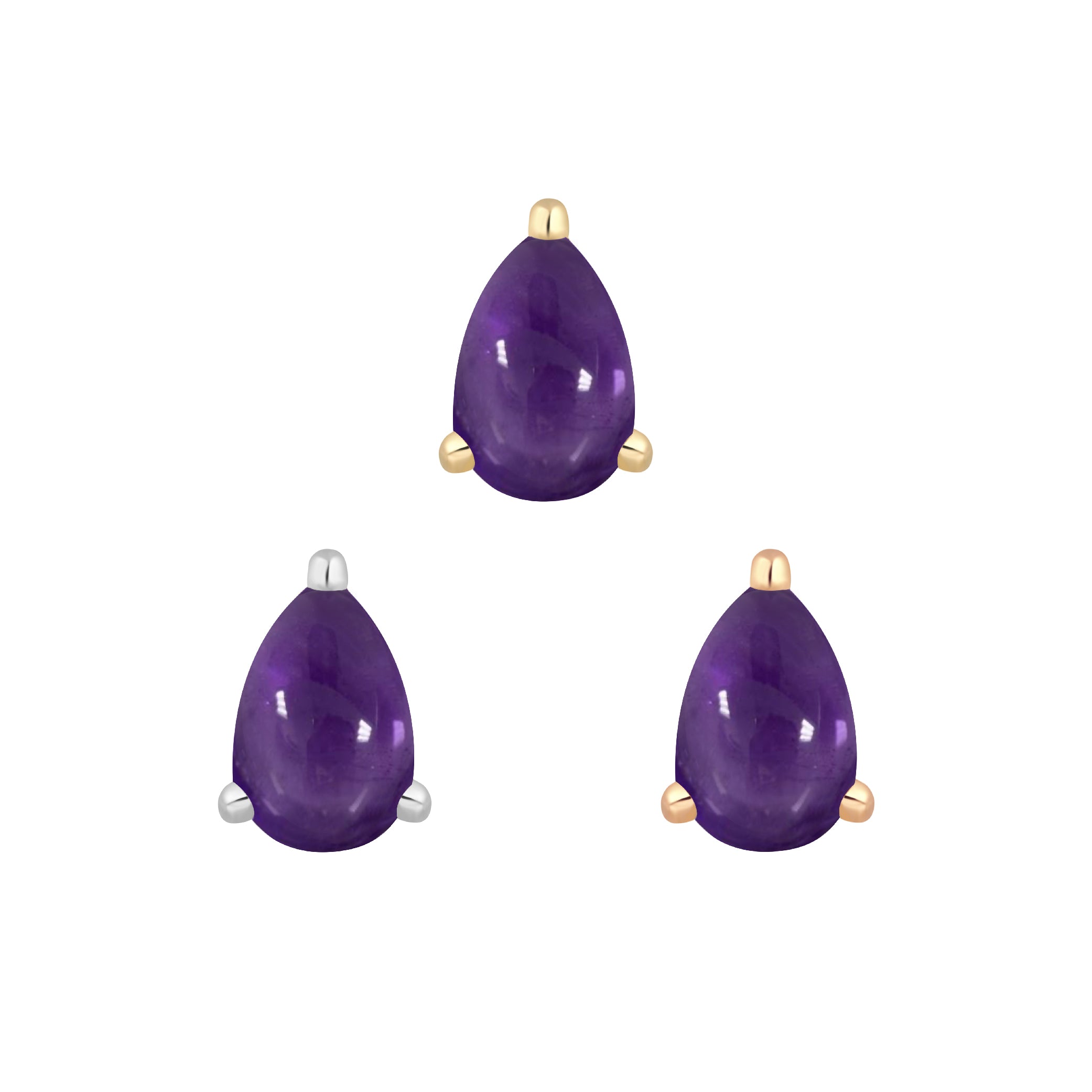 Amethyst Prong Pear - Threadless End