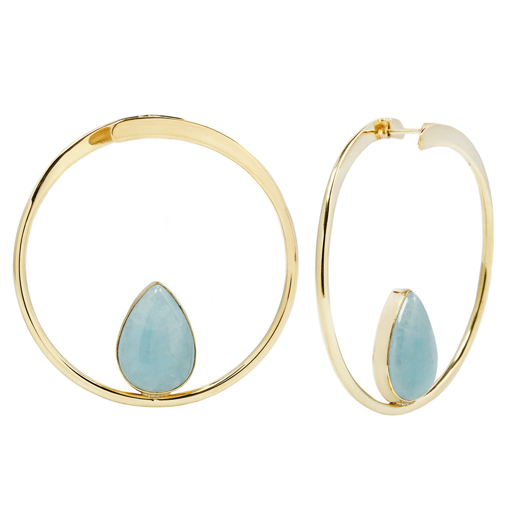 Stay Sexy Earrings - Brass + Aquamarine