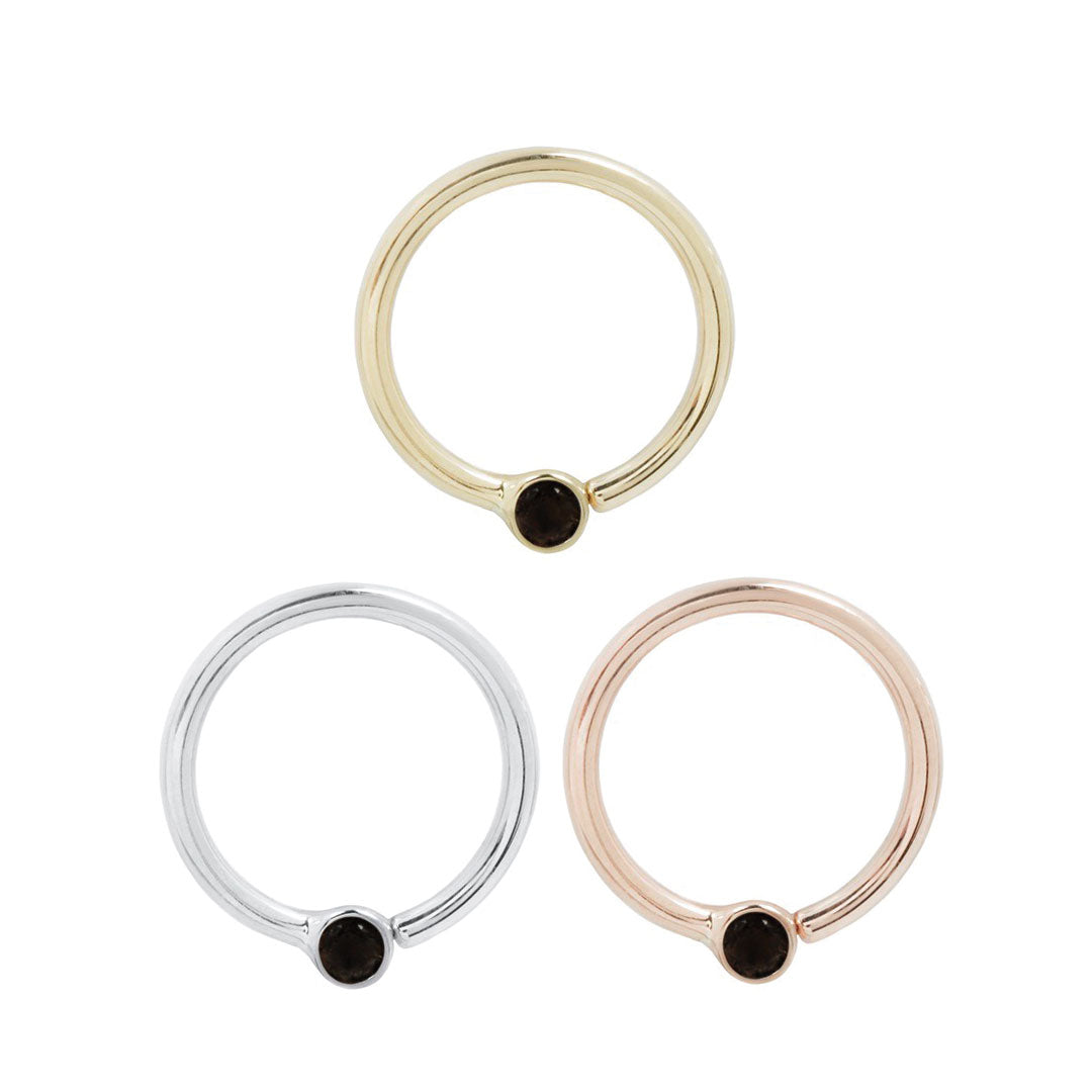 Fixed Bezel Bead Ring 2mm Black Spinel