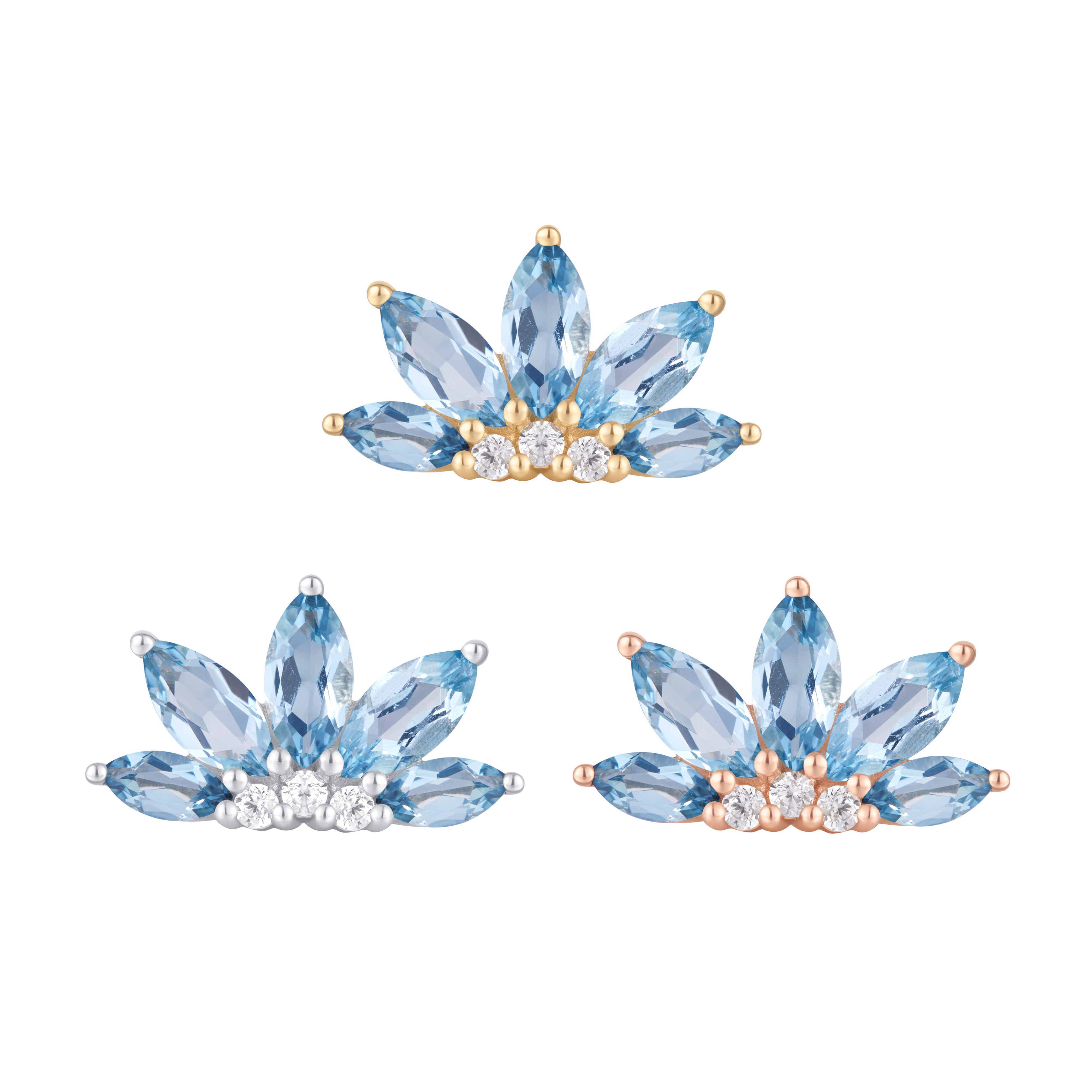 Valentina - London Blue Topaz + CZ - Threadless End