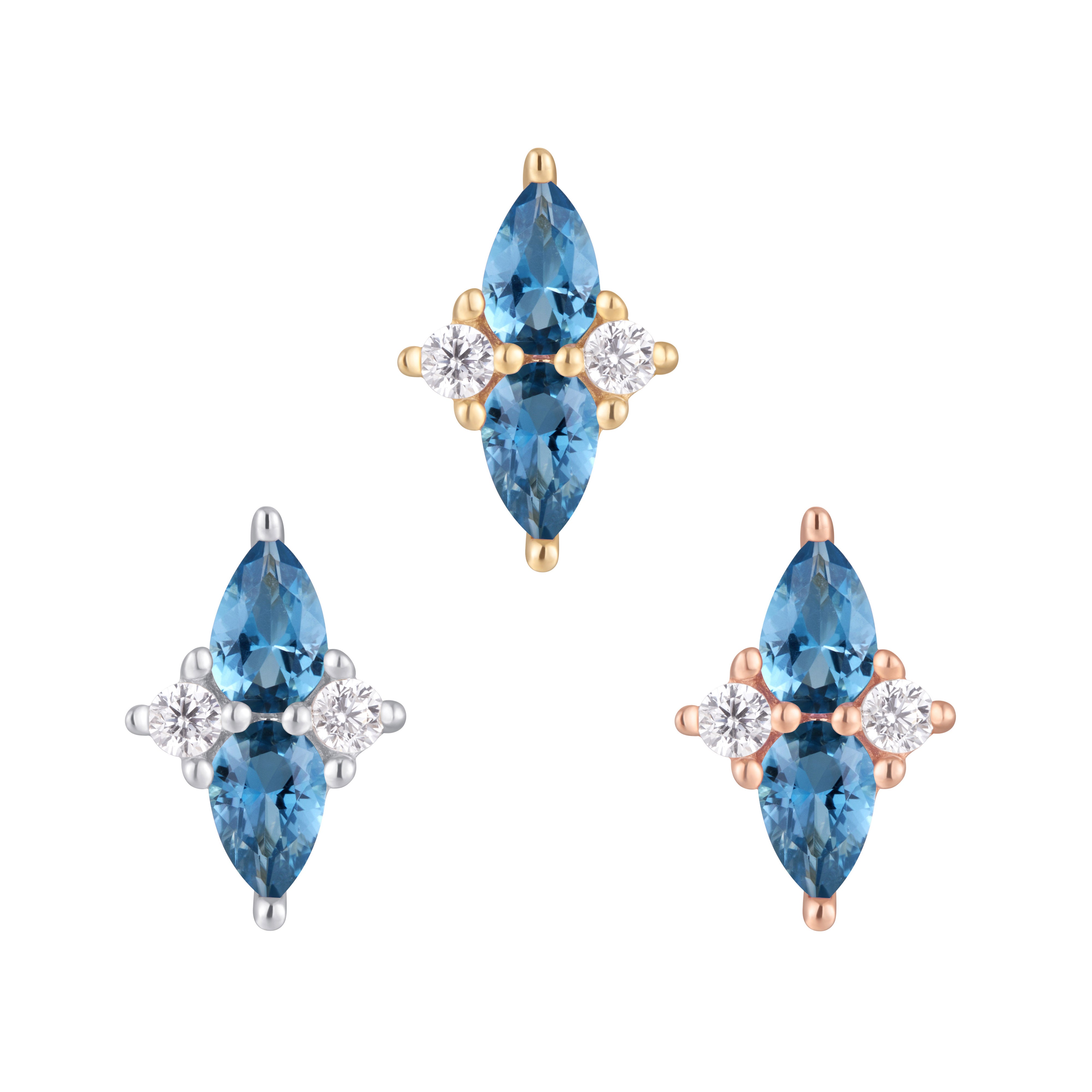Ethereal - London Blue Topaz + CZ - Threadless End