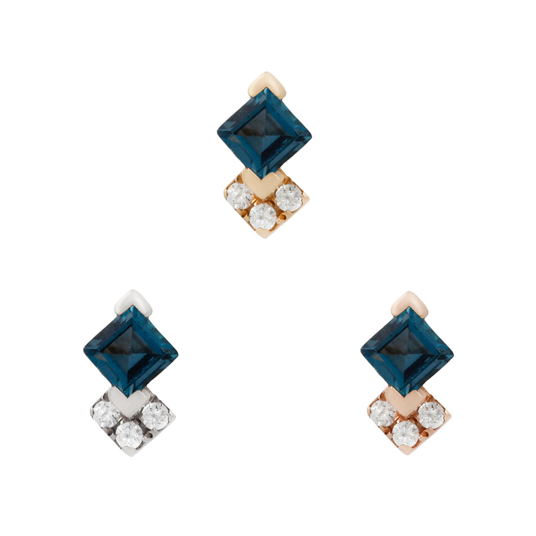 Vivienne - London Blue Topaz + CZ Threadless End