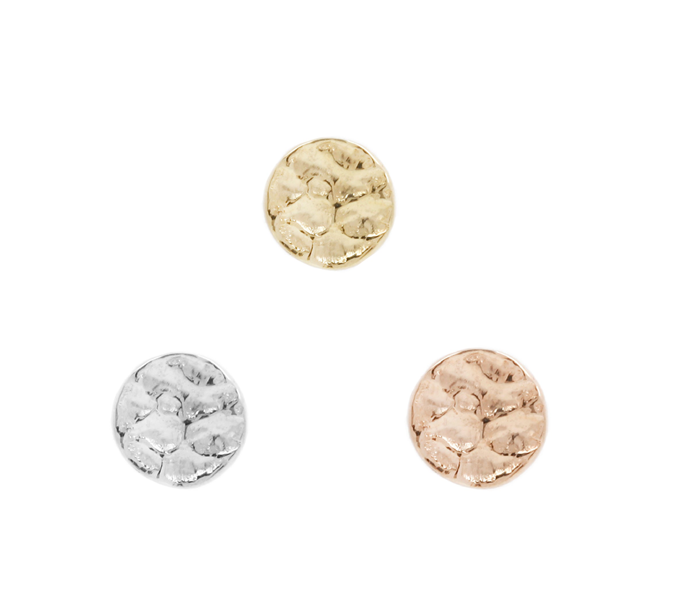 Solid Gold Hammered Disk - Threadless End