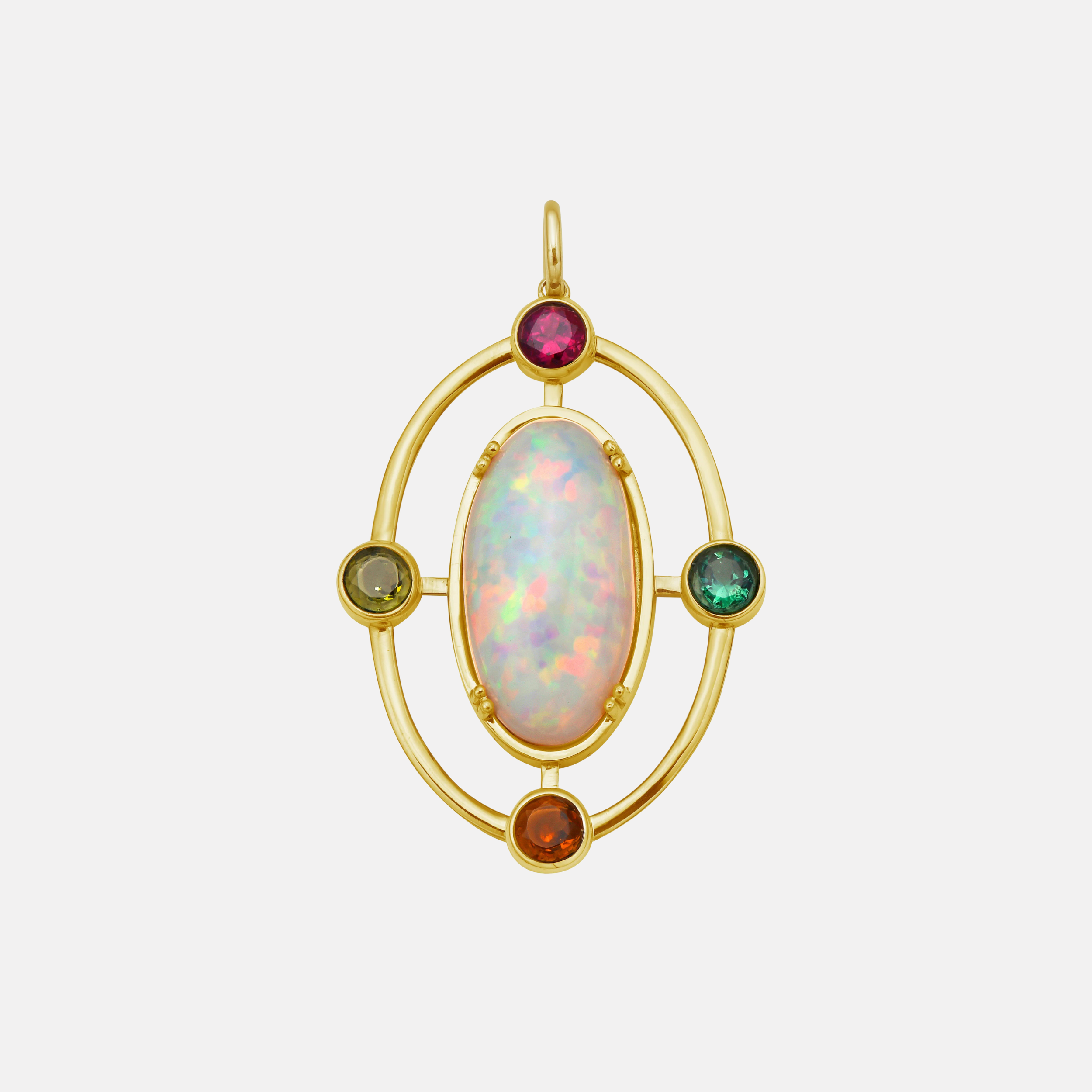 Celestine Opal and Multi Tourmaline Pendant