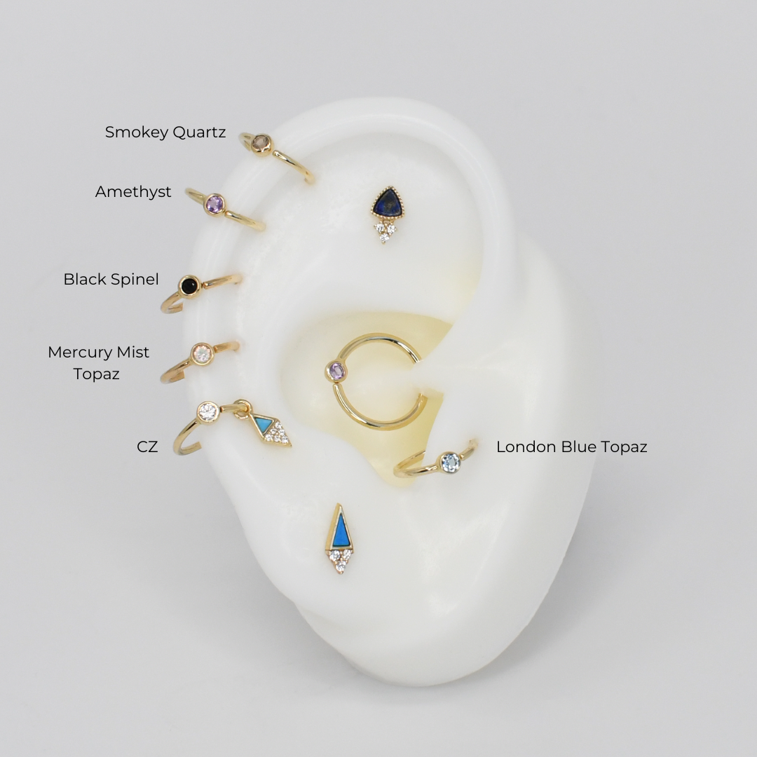 Fixed Bezel Bead Ring 2mm Mercury Mist Topaz - Side Set Facing 3 Fixed Bezel Bead Ring 2mm Mercury Mist Topaz - Side Set Facing