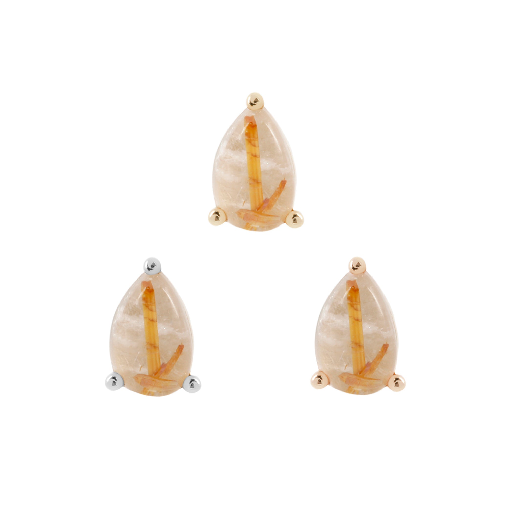 Rutilated Quartz Pear - Threadless End