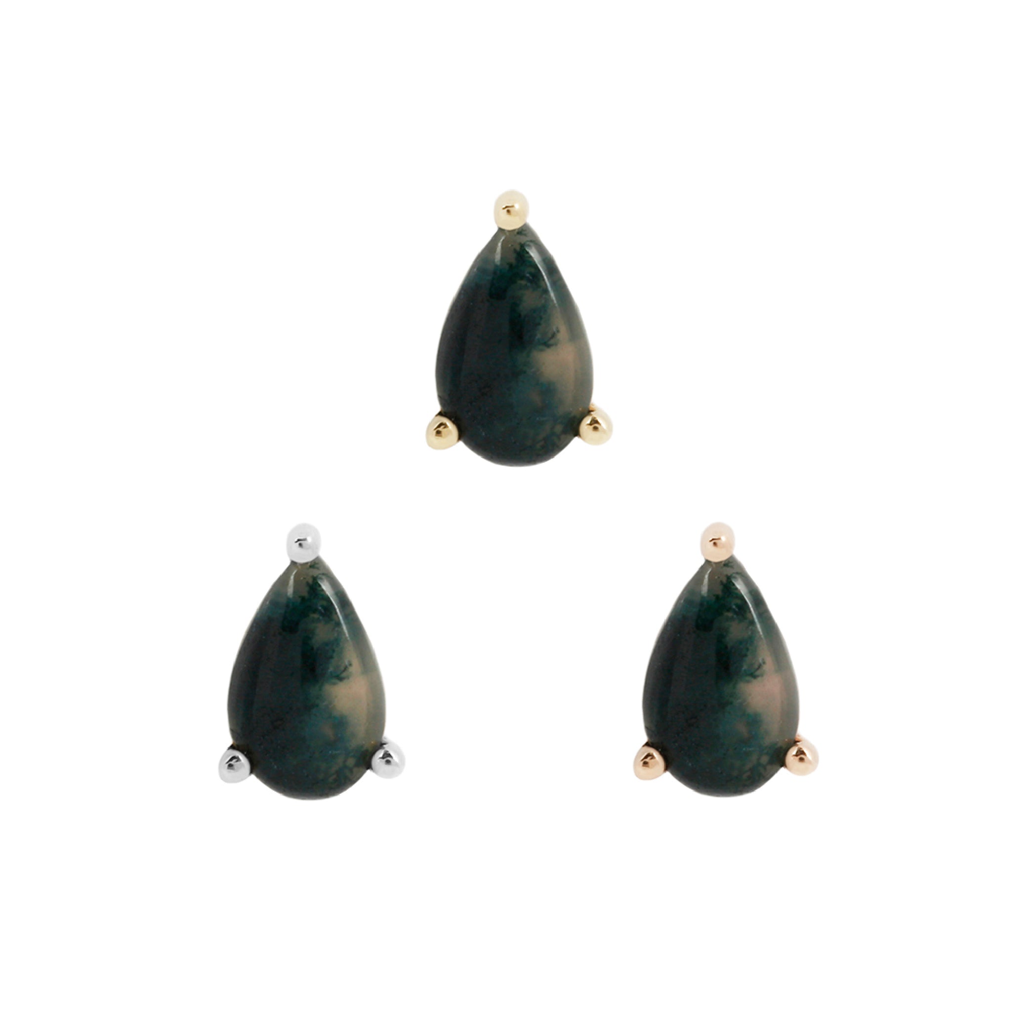 Moss Agate Pear - Threadless End