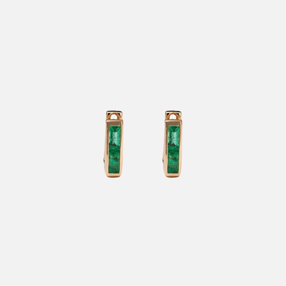 Chubby Emerald Square Huggie Earrings