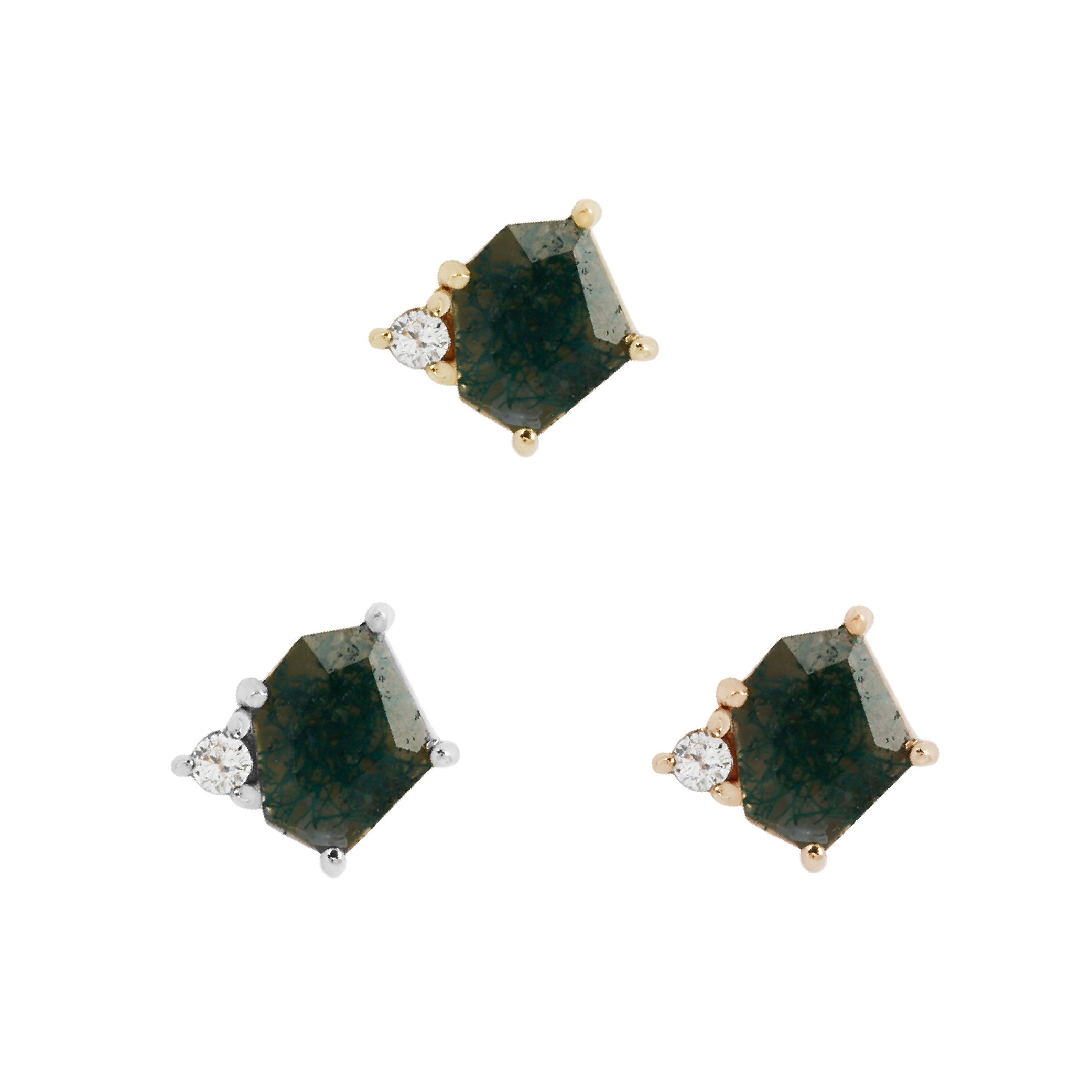 Elicit - Moss Agate + CZ - Threadless End