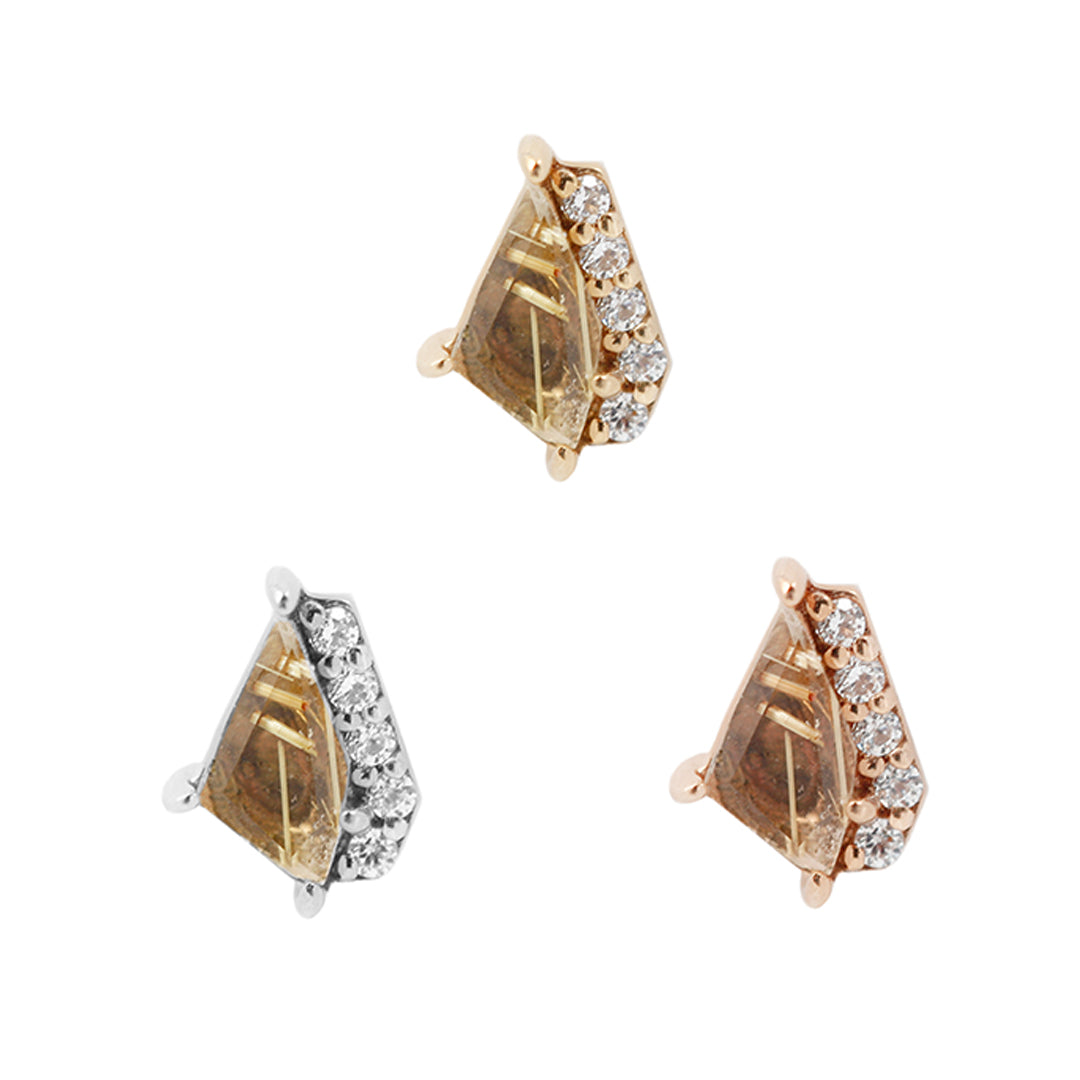 Elevate - Rutilated Quartz + CZ - Threadless End