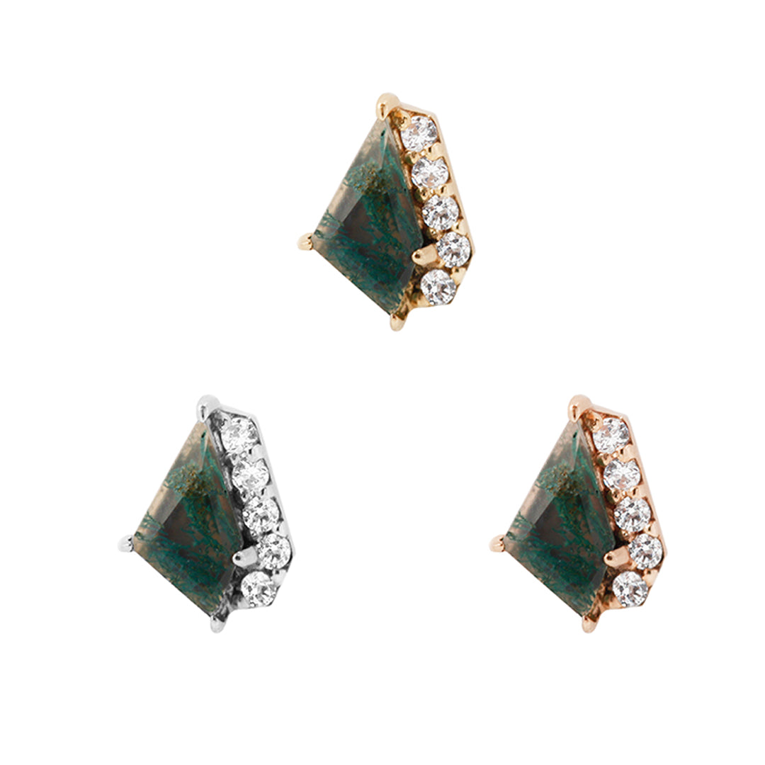 Elevate - Moss Agate + CZ - Threadless End