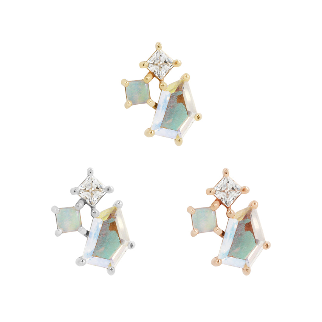 Lyra - Mercury Mist Topaz + Opal + CZ - Threadless End