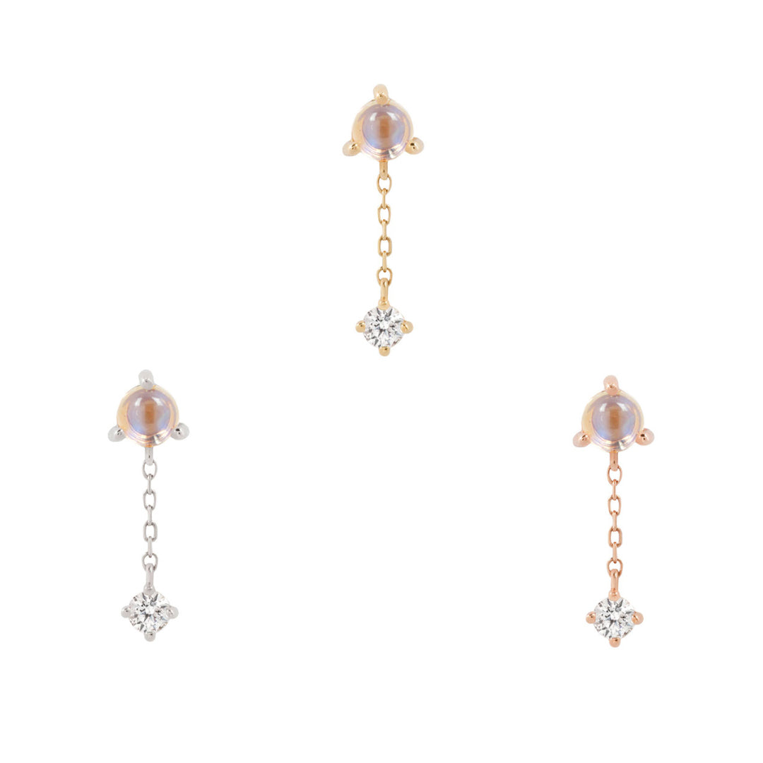 Bianca - Moonstone + White Sapphire - Threadless End