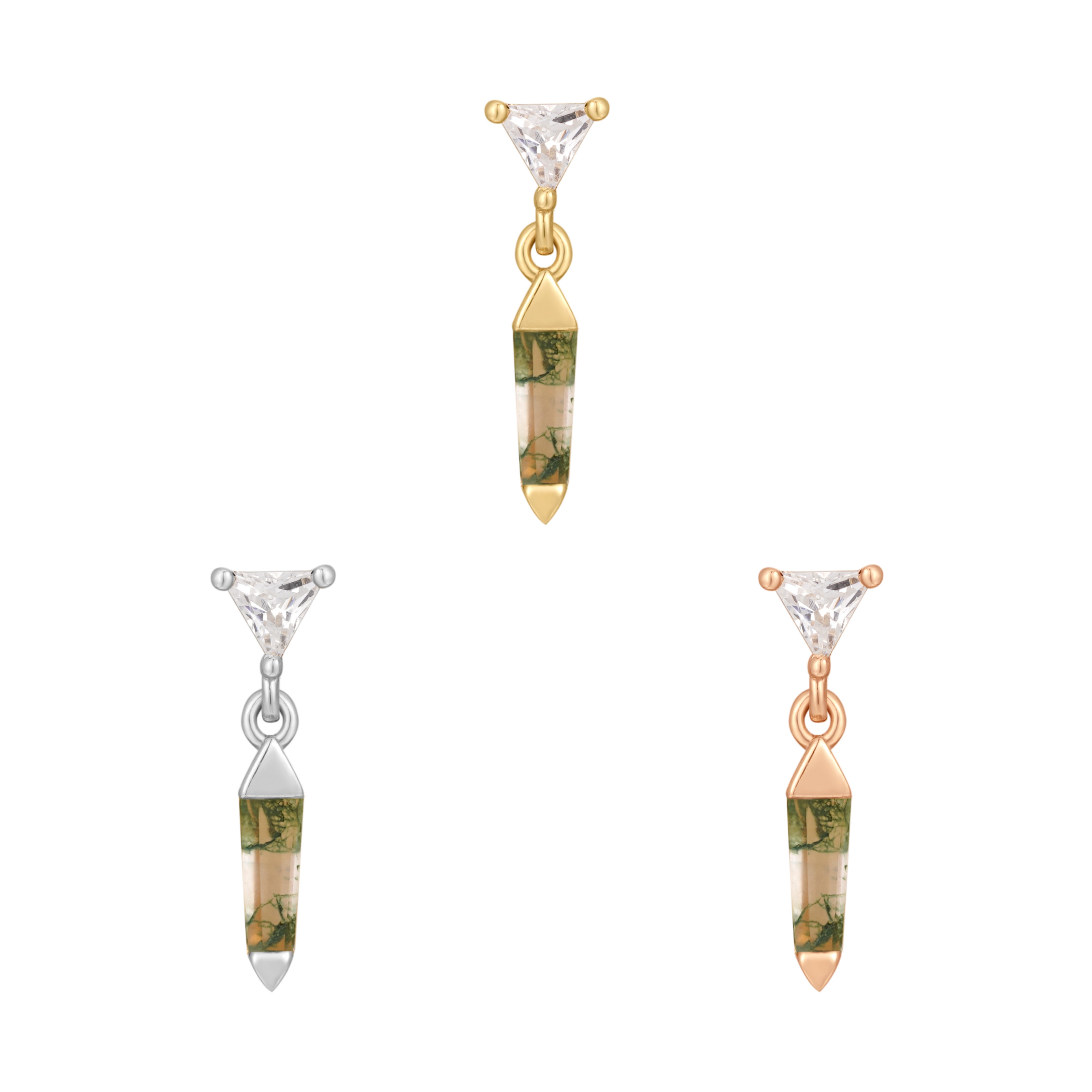 Savvy - Moss Agate + CZ - Threadless End